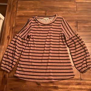 Brown and Black Striped Sweater. Small